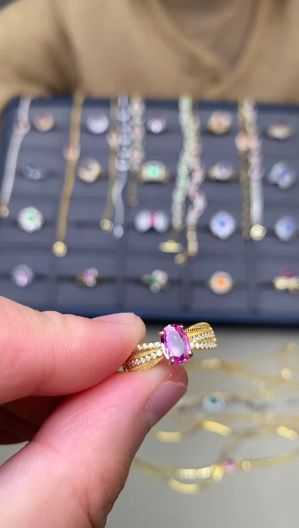 戒指蓝宝石银S925镶嵌戒指