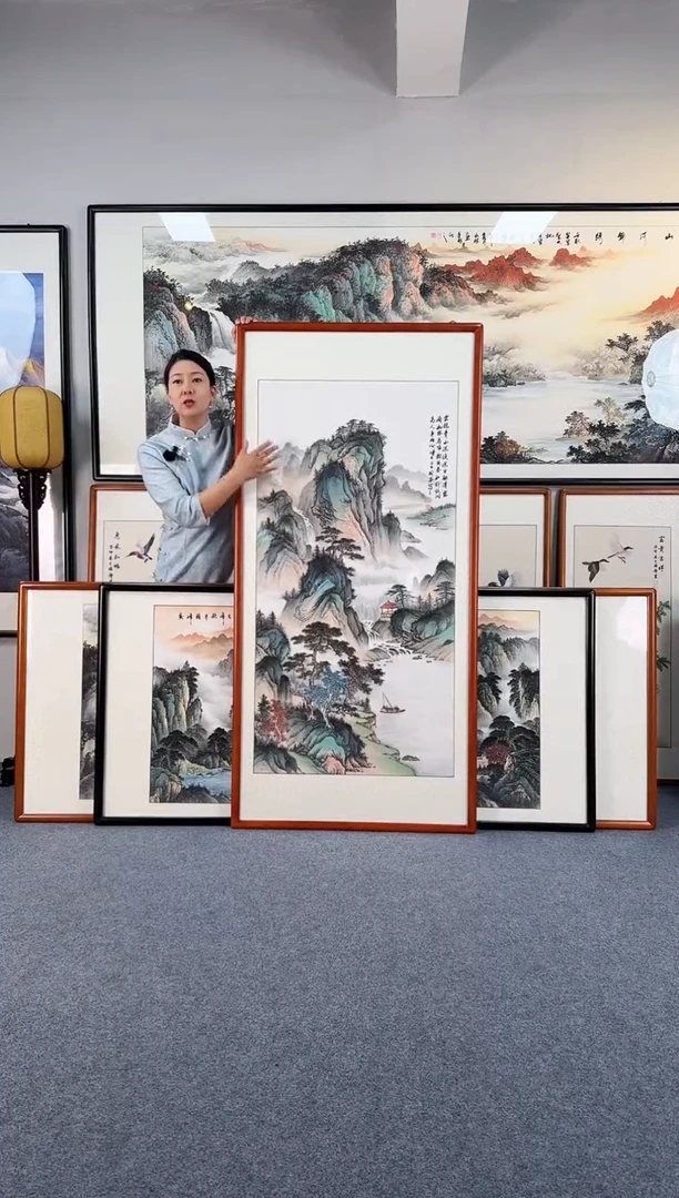 国画风**程四尺175*85厘米 竖幅 仿古作品纯手绘 带框