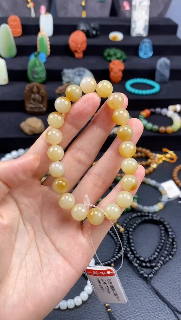 手串未镶嵌和田玉10mm糖圆珠手串