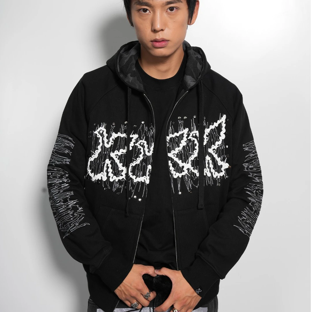 Vinkid（云梯）乱针和平鸽外套美式潮流小众设计师款嘻哈国潮秋季