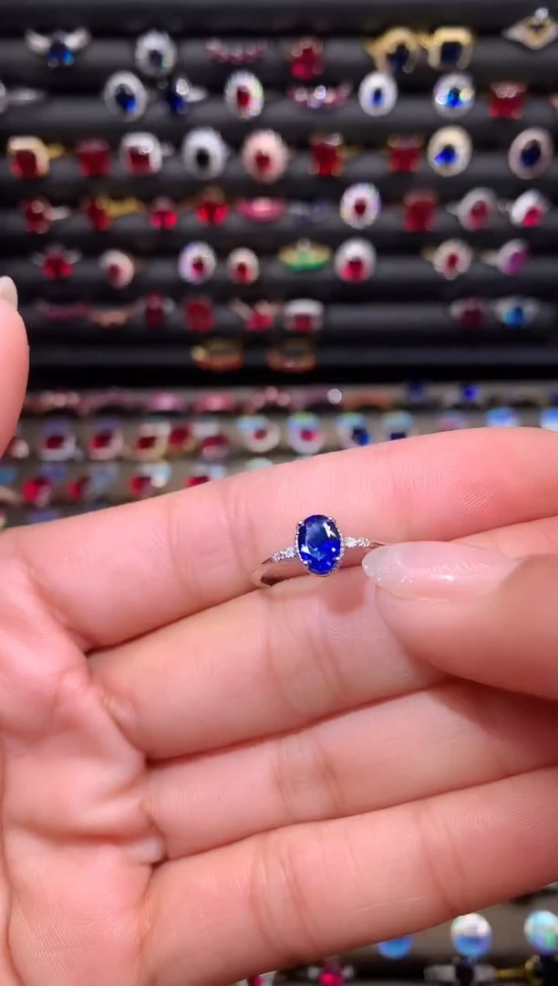 【闪购商品】蓝宝石戒指银S925镶嵌57