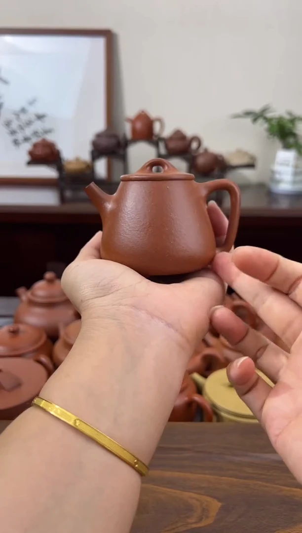 茶杯紫砂红降坡高石瓢壶200CC