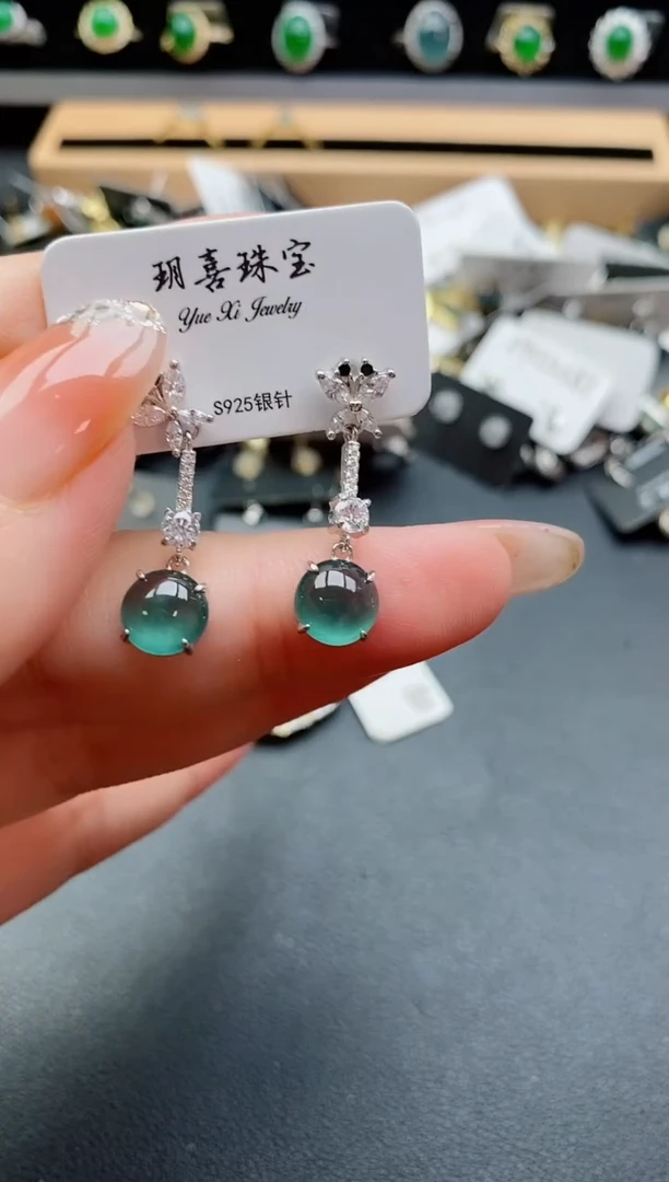 银S925镶嵌戒指翡翠1