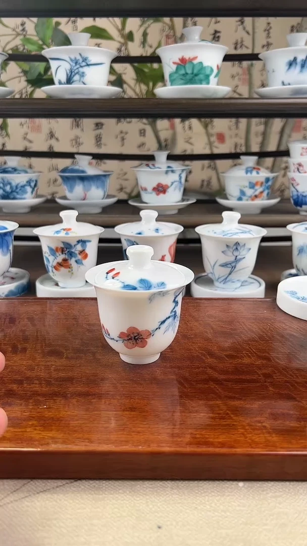 微瑕山茶花美人备盖碗