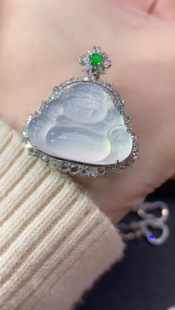 吊坠(不含链)18K金镶嵌翡翠D9