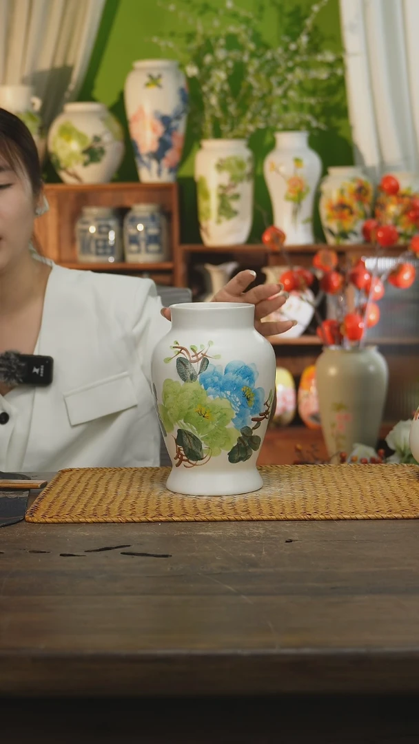 瓷片景德镇纯手工手绘花器摆件
