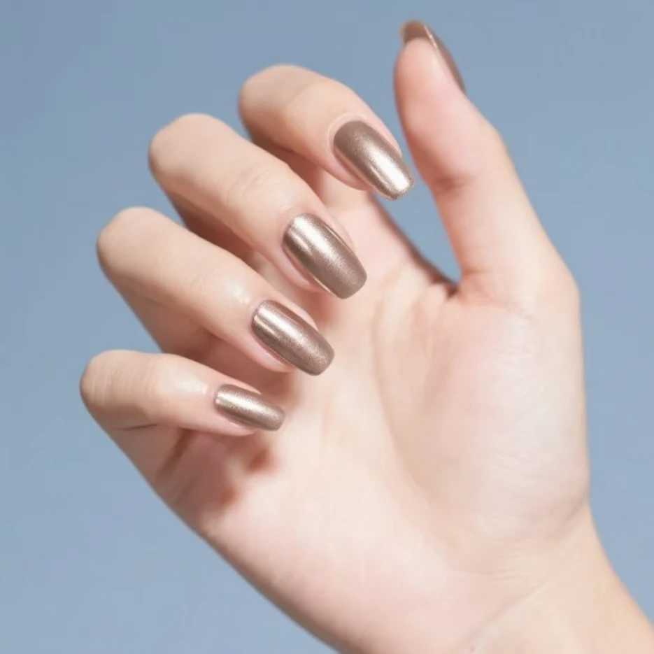 川山甲 A04 秋冬新款时尚大气奶咖色欧美指甲片成品穿戴美甲贴片