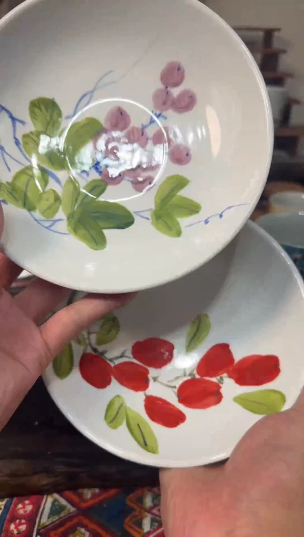 摆件瓷景德镇高温陶瓷清仓浮力盘子*2