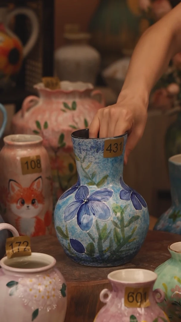 陶瓷431景德镇设计师手作花器摆件侘寂风