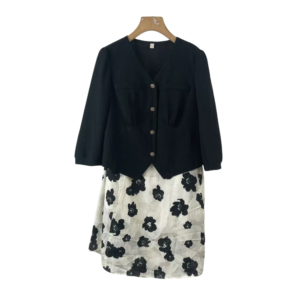 【W465黑色套裙】2025时尚百搭休闲洋气款黑色套裙