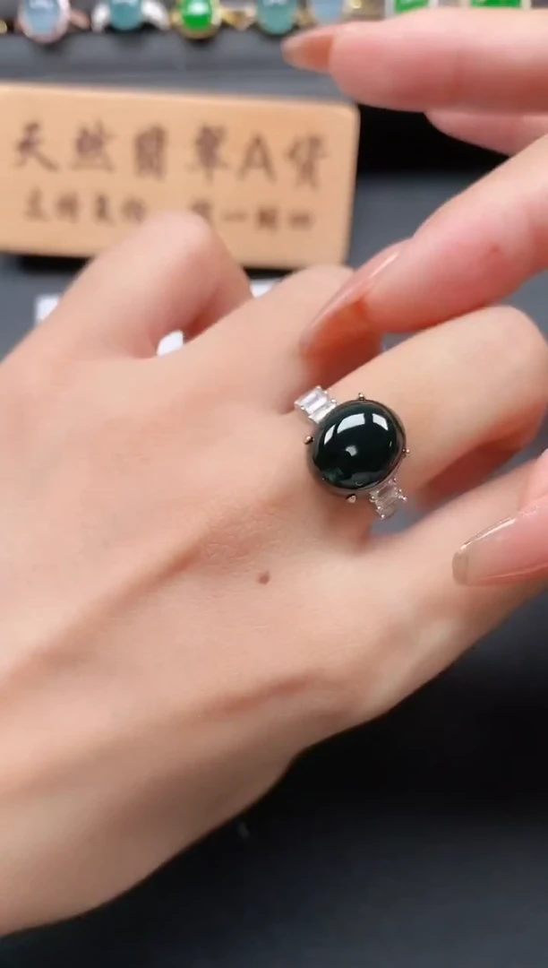 银S925镶嵌戒指翡翠111
