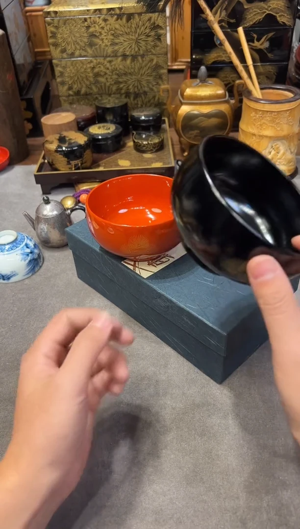 沈金 夫妇碗  大漆漆器大漆漆器