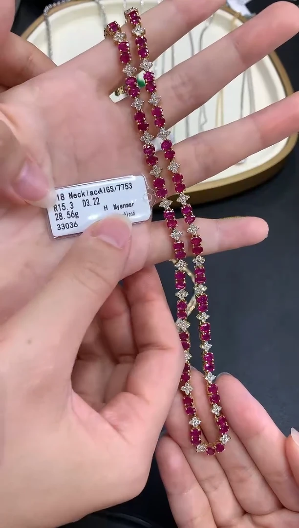 定制红宝石项链18K金镶嵌W115|55000