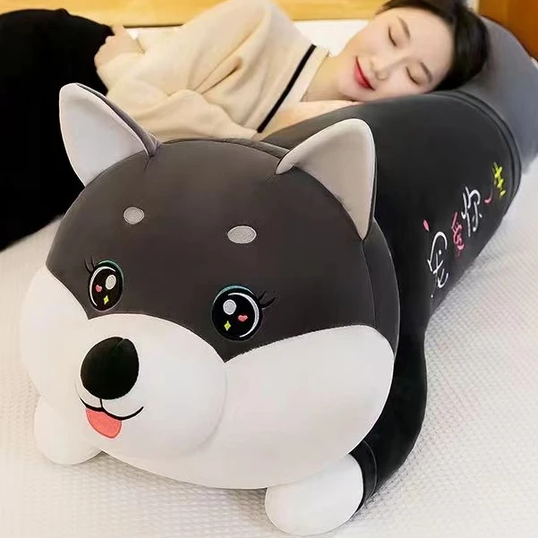 哈士奇可爱趴枕毛绒玩具可爱二哈抱枕卡通柴犬睡枕狗狗礼物推荐
