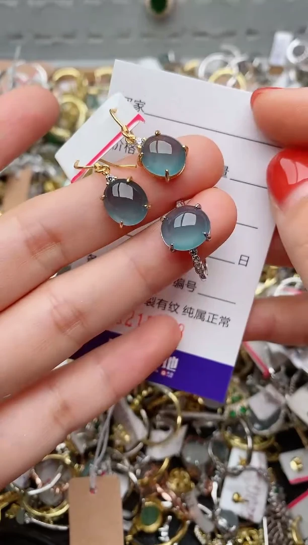 银S925镶嵌戒指翡翠.7598