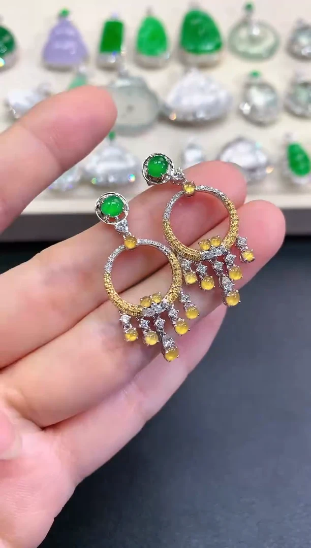 【闪购商品】翡翠耳饰18K金镶嵌D34