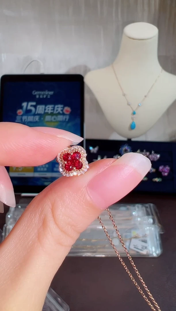 颈饰18K金镶嵌红宝石BN1098#-R#79