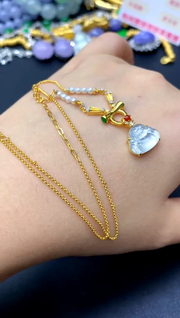 颈饰18K金镶嵌翡翠279-中国好珍宝