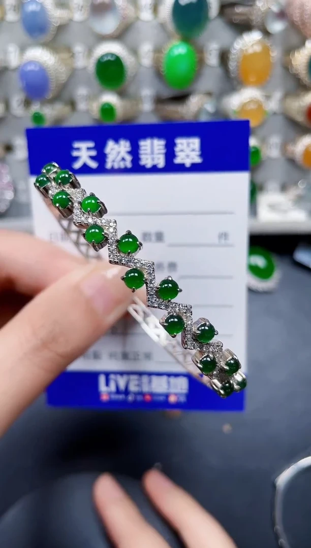 银S925镶嵌手镯翡翠367