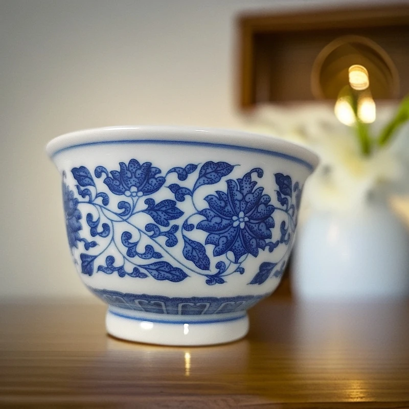 景德镇青花瓷釉下彩小如事客杯