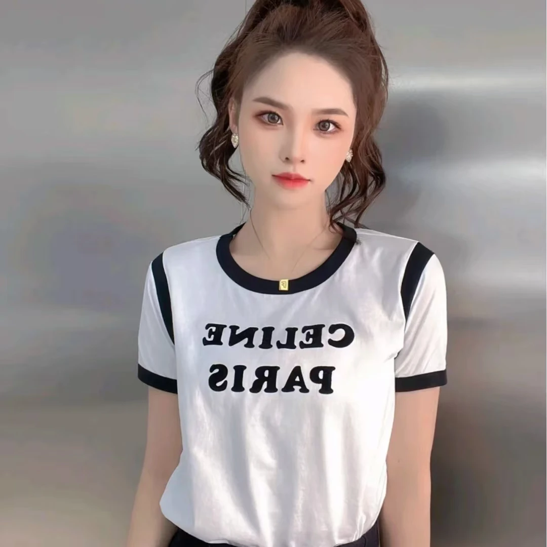 99新 Celine/思琳 黑白logo主标短袖 S码 SS285