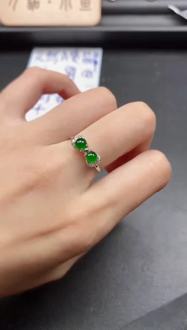 翡翠戒指银S925镶嵌5151-20