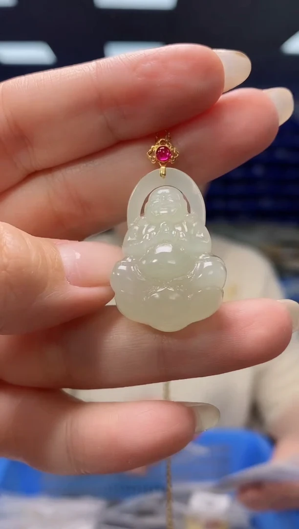 【闪购商品】和田玉吊坠(不含链)18K金镶嵌DZ3512