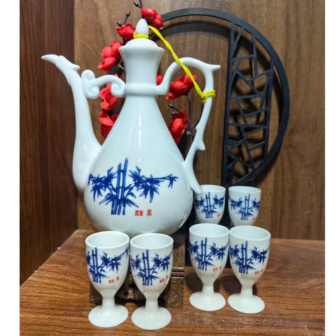 仿古瓷 B055景德镇制陶瓷1壶6杯一套