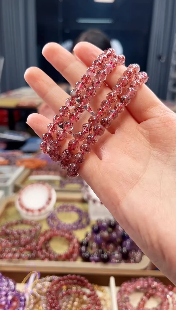 未镶嵌手串水晶金草莓超七单圈手串6mm【多样性发一】