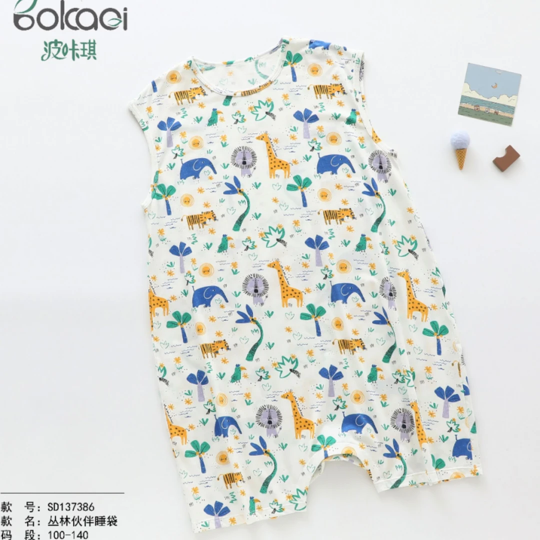 儿童爬服连体衣棉莫睡袋婴儿薄款