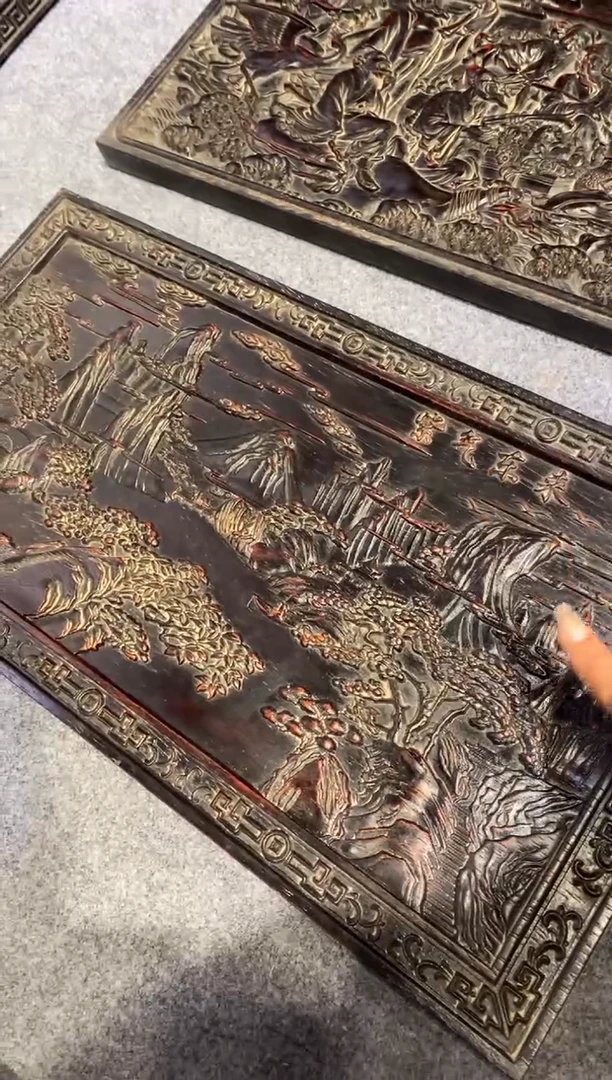 木紫檀拆件雕刻板以直播间实物为准微瑕老物件