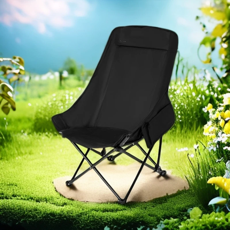 户外折叠靠背椅加高月亮椅露营折叠凳子网红月亮椅加粗折叠椅子