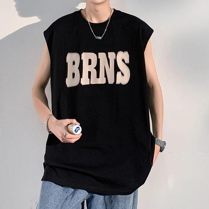 特大码300斤无袖T恤纯棉男夏季宽松潮流ins运动背心外穿短袖上衣