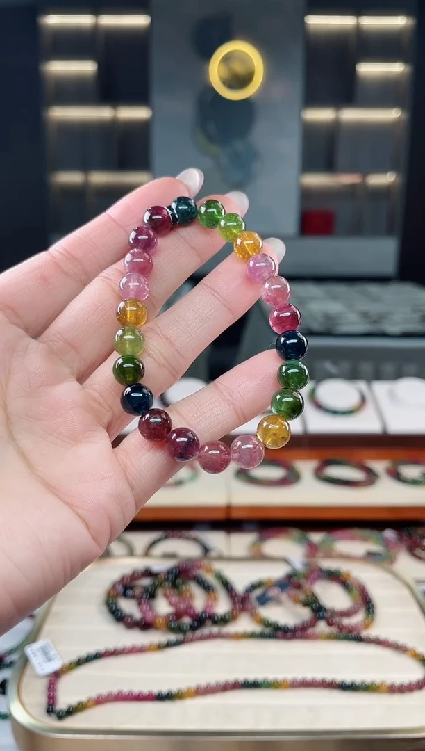 未镶嵌老矿碧玺单圈手串8mm+碧玺多样性发一条T