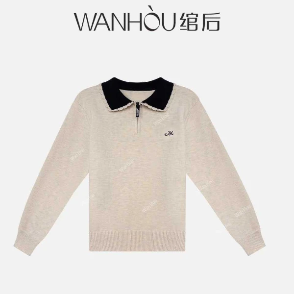 【C3538】绾后-polo领毛衣新款正流行针织打底衫高级感上衣秋冬SH