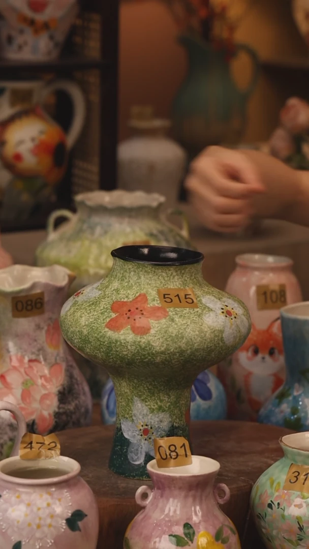 陶瓷515景德镇设计师手作花器摆件侘寂风