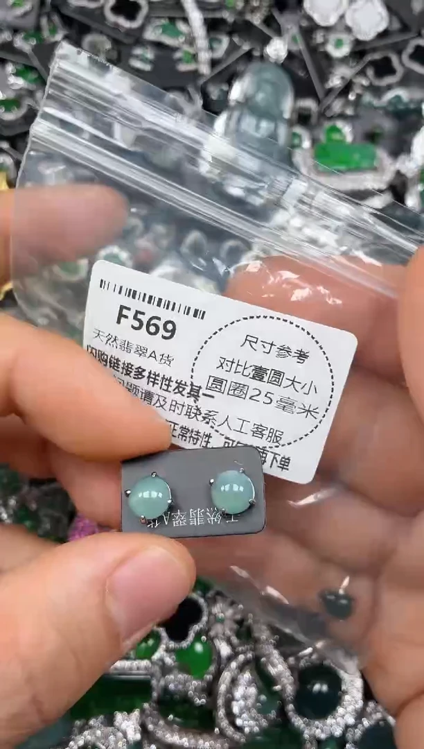 颈饰未镶嵌翡翠F569耳钉