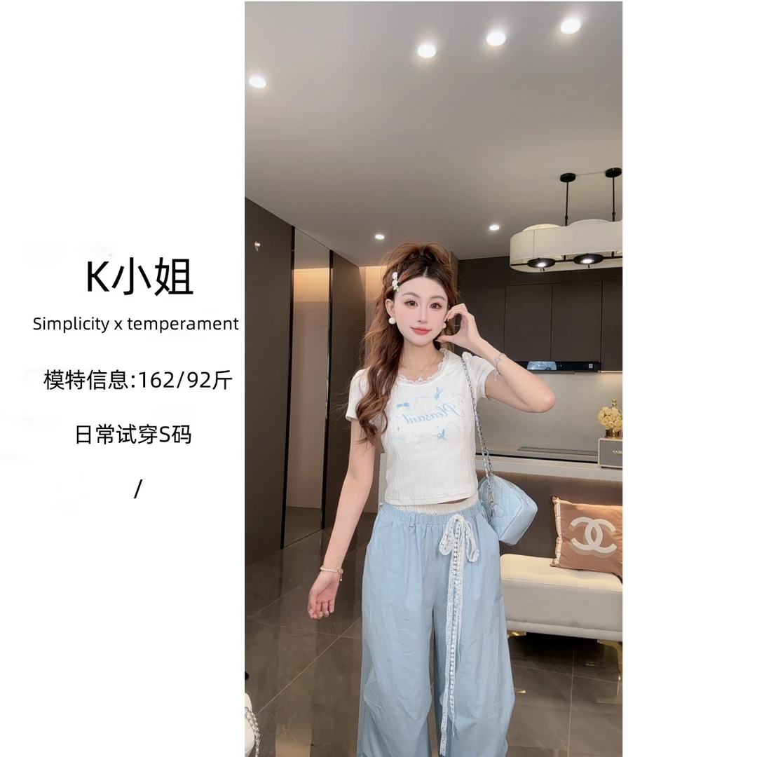 K小姐【柠汽弹珠】夏季气质T恤裤子T恤裤子JJX5TX3476 JJX5XXK3375