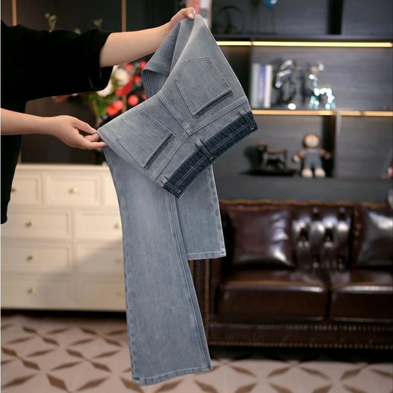 【巴黎灰】2025春夏新款四面弹微喇裤女修身显瘦微喇牛仔裤FY3302