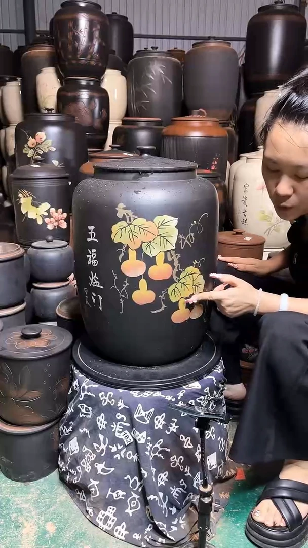 罐瑕疵茶缸高51cm  彩填  053