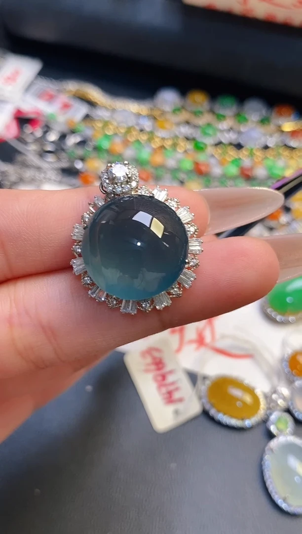 银S925镶嵌戒指翡翠天然