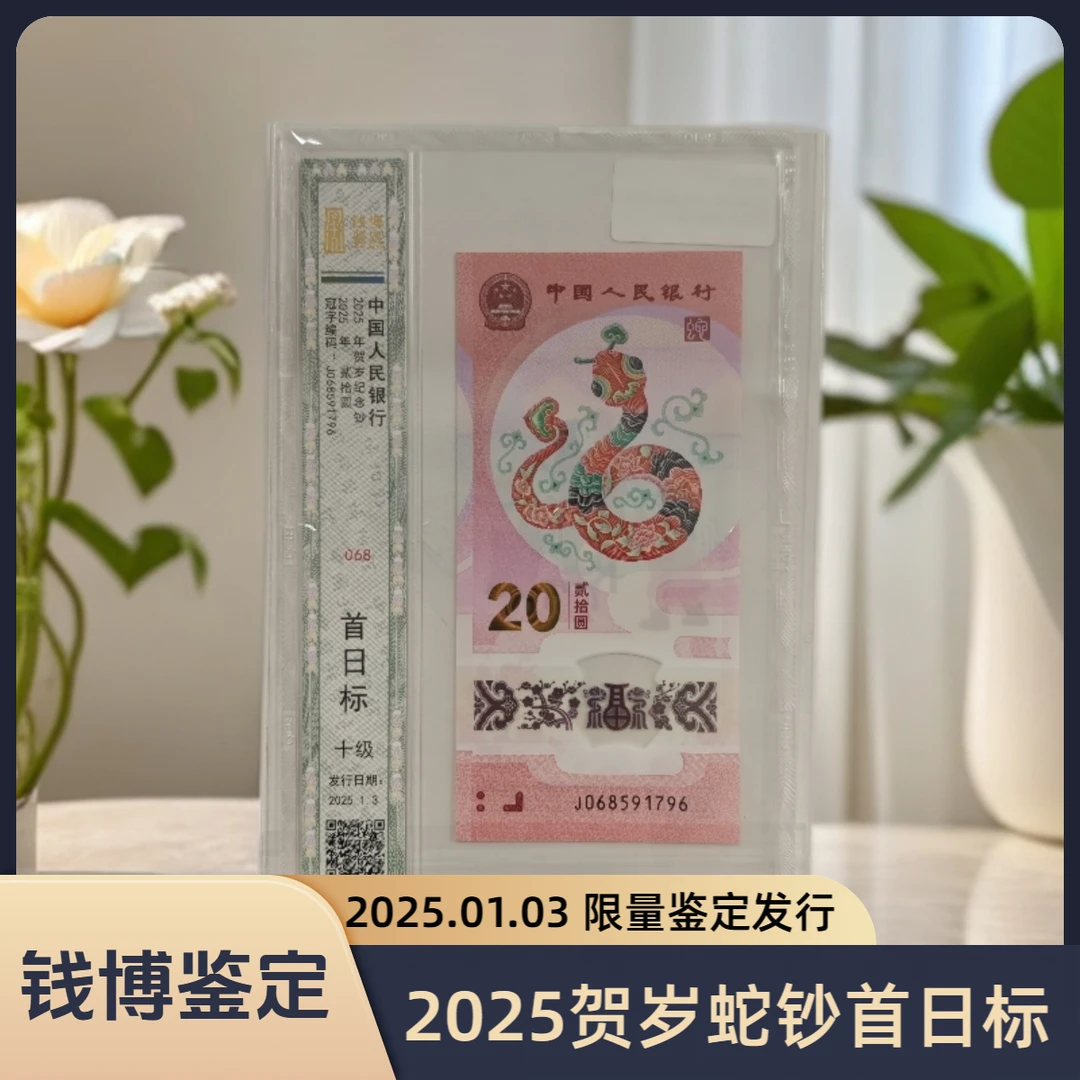【钱博鉴定】2025年068蛇年贺岁纪念钞（首日标）