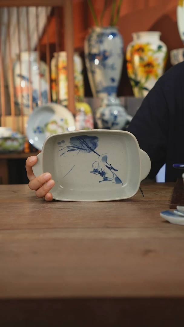 瓷片【简家甄选】景德镇设计师釉下手绘陶瓷餐具