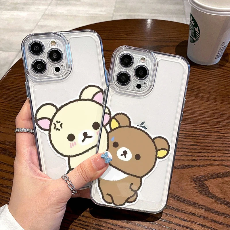 卡通15promax手机壳14适用12情侣生气轻松熊苹果16透明软iPhone17