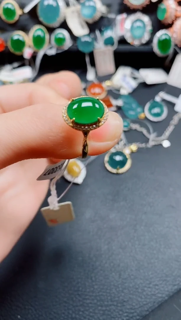 银S925镶嵌戒指翡翠翡翠