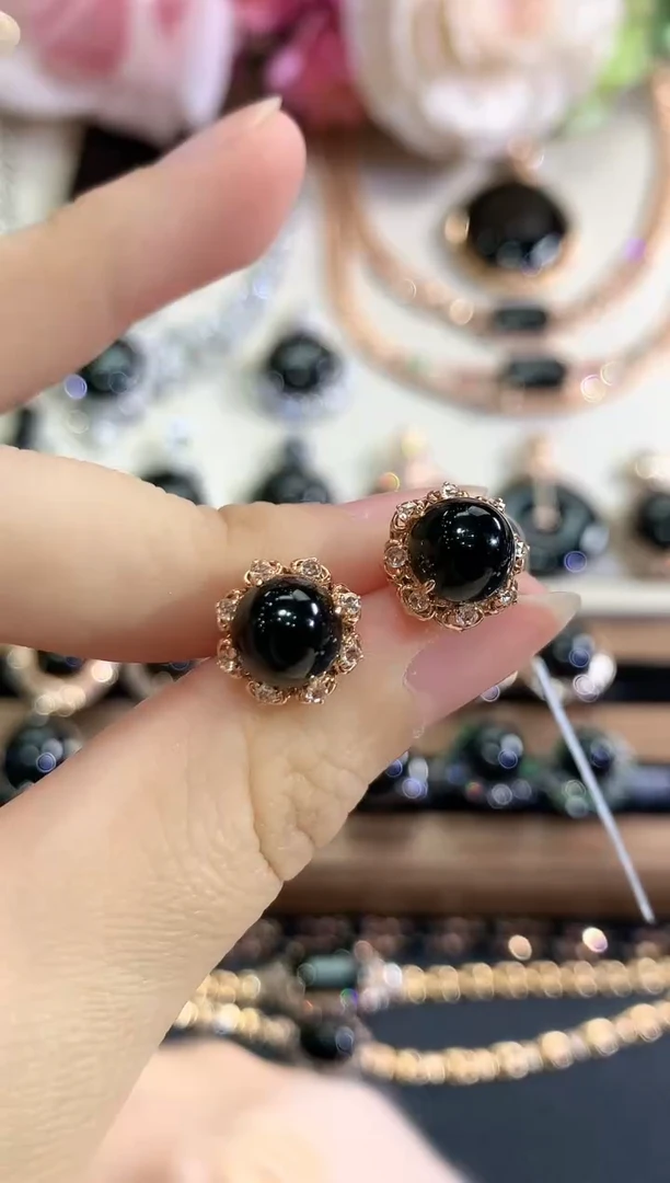 18K金镶嵌翡翠耳饰d56