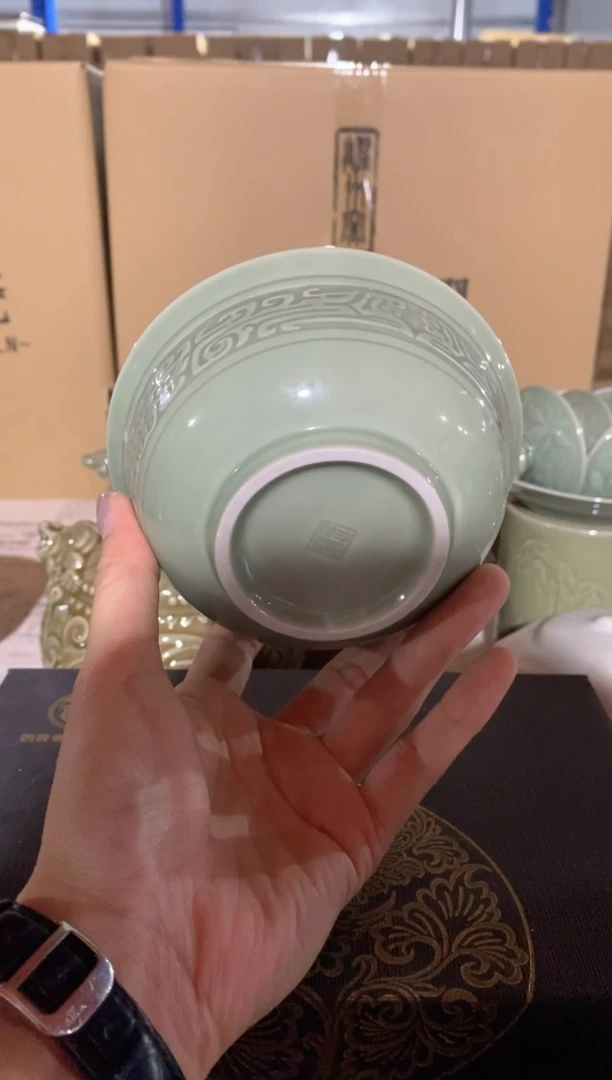 瓷片老货 瑕疵处理 兽面纹碗 一个