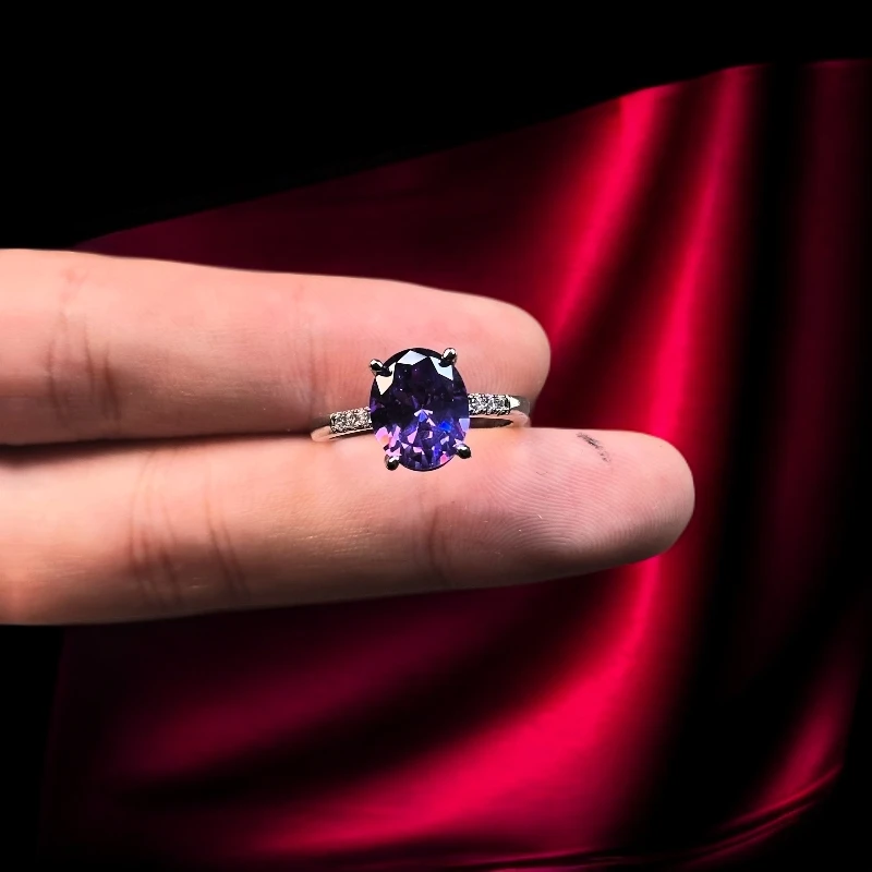 瑾萱高订名饰334-轻奢幻紫宝精切合金戒指