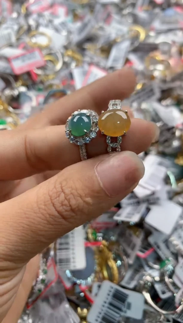银S925镶嵌戒指翡翠12     6
