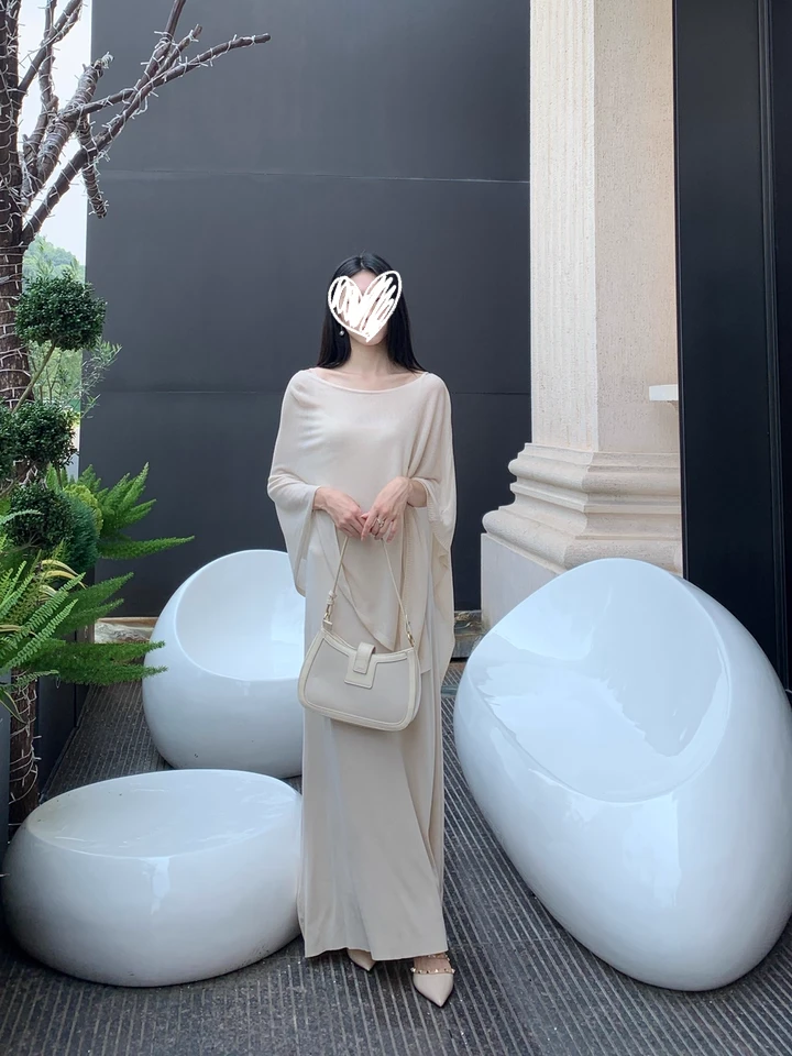 清透美人天丝凉感宽松时尚休闲套装早秋两件套女装披肩连衣裙7287